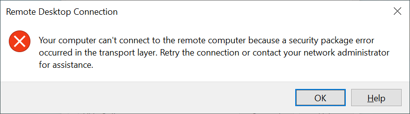 The remote resource can't connect to the remote desktop because the resource is incompatible with your device. Ask your network administrator for help.